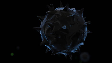 célula de virus azul oscuro flotando en un vacío