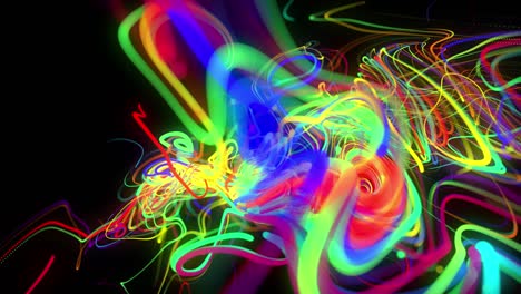 el flujo de fondo abstracto de líneas de brillo o rayas de luz. las partículas de luces en funcionamiento se forman en el espacio 3d brillando hermosas líneas curvas como una bola de alambres quemándose con luz de neón. hermoso bg creativo.