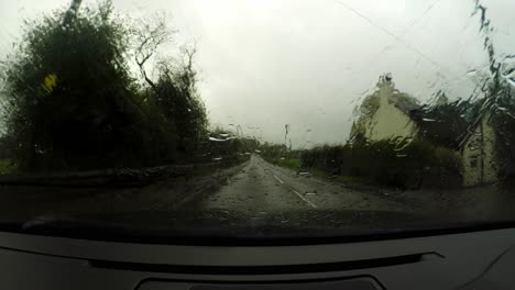 Driving-in-the-rain,-Derbyshire,-Driving-from-Buxton-to-Leek-in-bad-weather,-dangerous-conditions,-Staffordshire