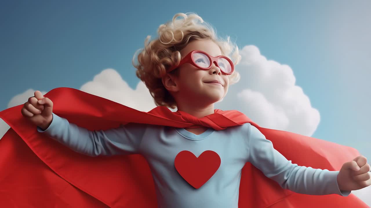 A young child dressed as a superhero