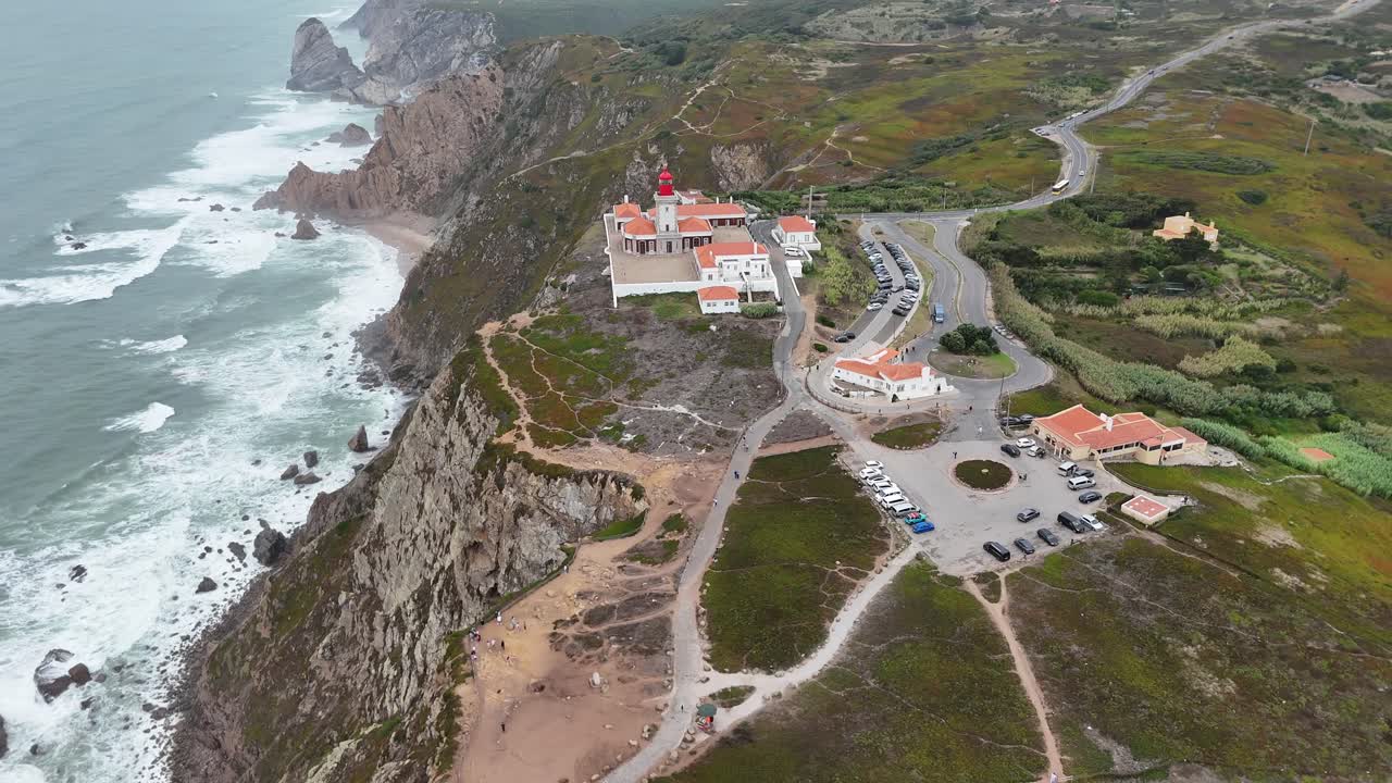 Aerial view of Cabo da Roca lighthouse and coastline