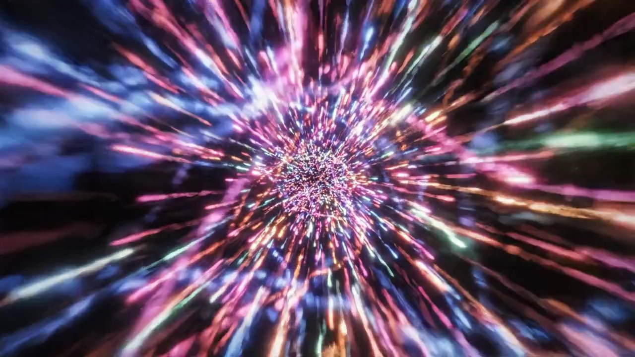 Un viaggio avvincente attraverso un'esplosione vibrante di scie luminose multicolori, che cattura l'essenza del movimento e dell'energia in un'esperienza visiva mozzafiato