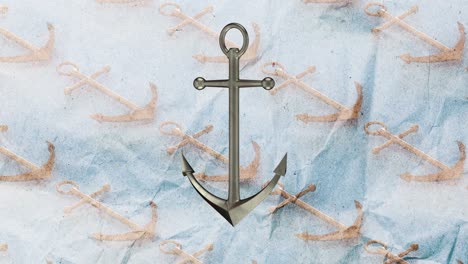 spinning anchor on old paper background with anchor pattern