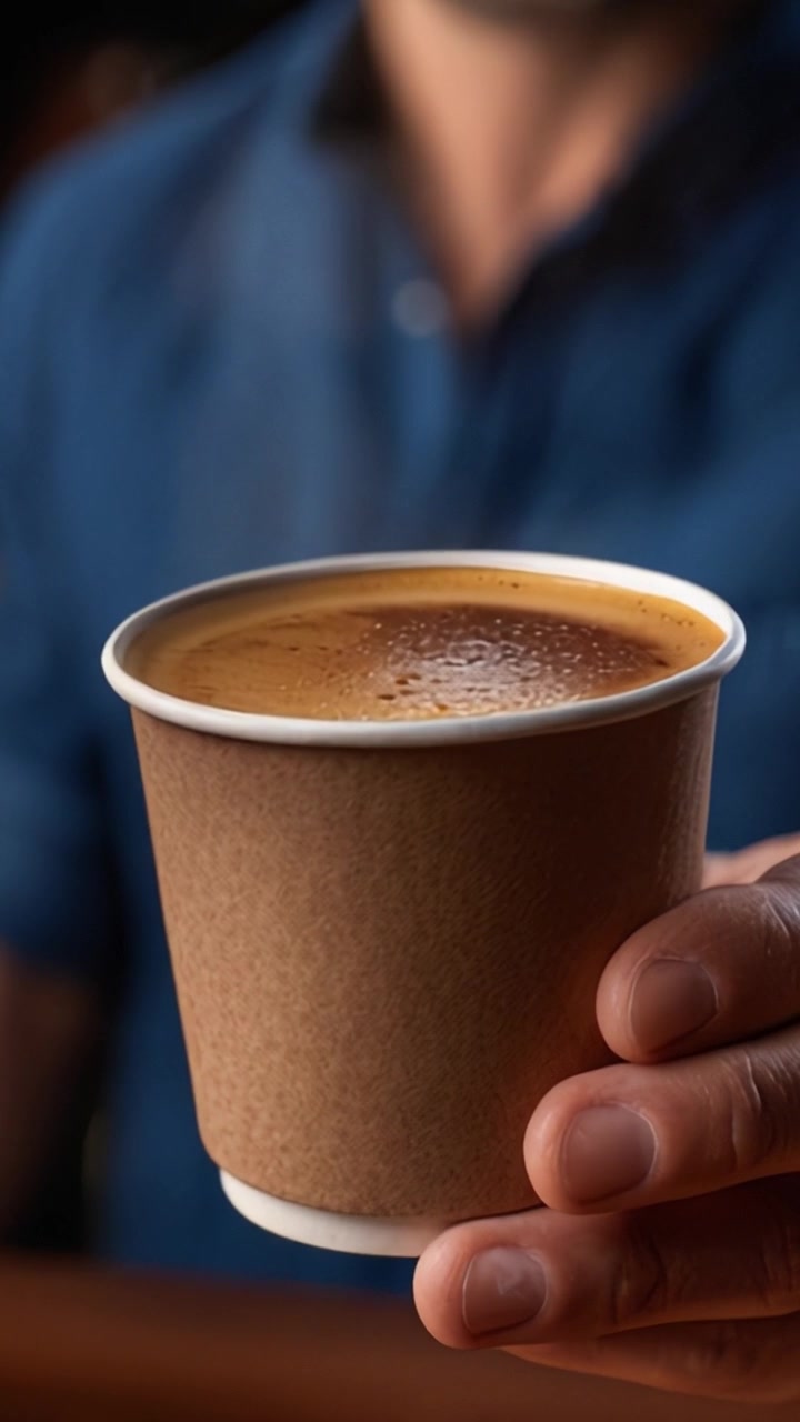 Una tazza di caffè caldo in mano, perfetta per sorseggiare e godersi momenti di relax e comfort in un'atmosfera accogliente con aromi invitanti