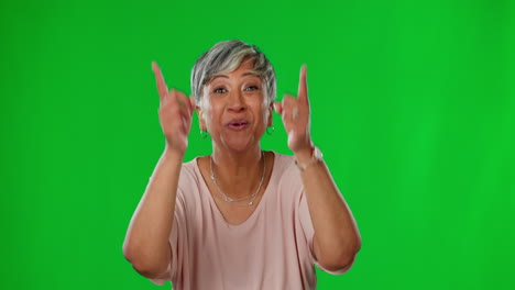 You,-green-screen-and-happy-woman-pointing