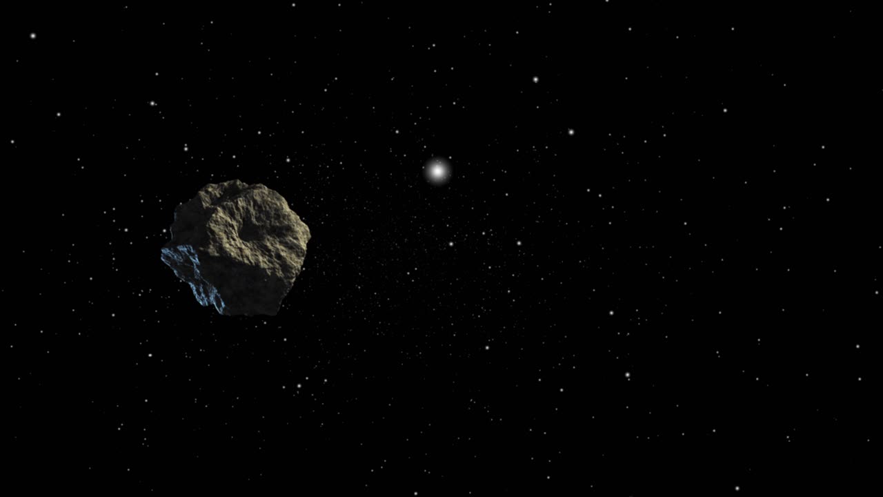 asteroid rock in dark outer space, the universe