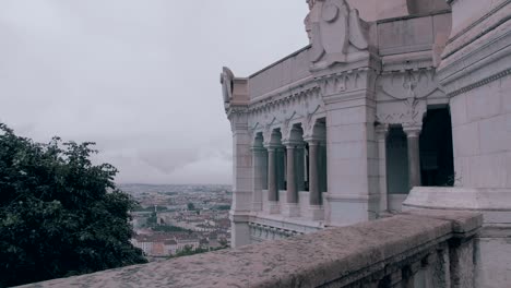 wide angle shot forward of lyon city in france, beautiful cinematic view in forecast day with steady, little bit drama