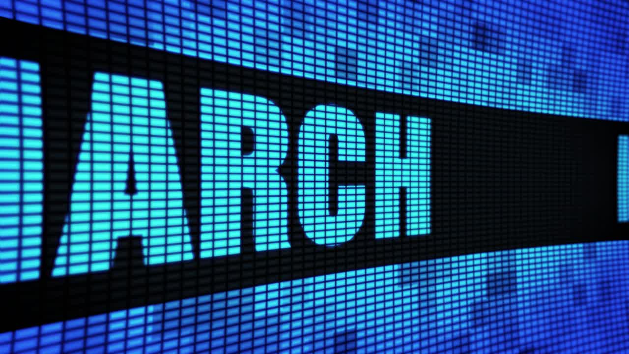 Digital Display Showing March and Arch