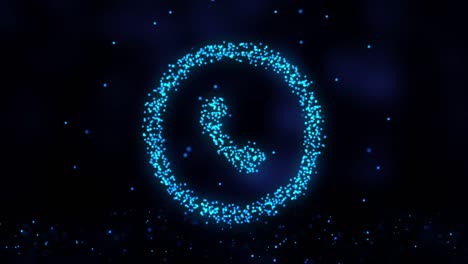 animación de la red de plexo desde el símbolo del teléfono en un fondo colorido con el flujo de partículas del plexo. animación de una red de pleso desde el simbolo del teléfono móvil en un fondo coloreado. bucle sin costuras