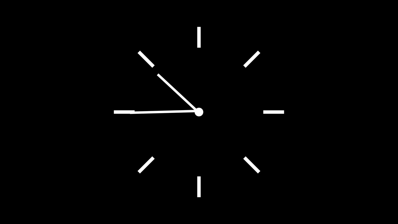 Orologio bianco minimalista che scandisce il tempo su sfondo nero