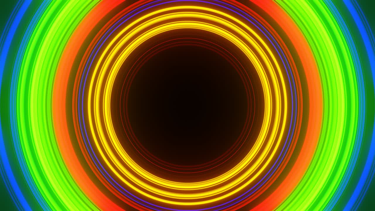 VJ Loop Pulsating bright multicolored rings.