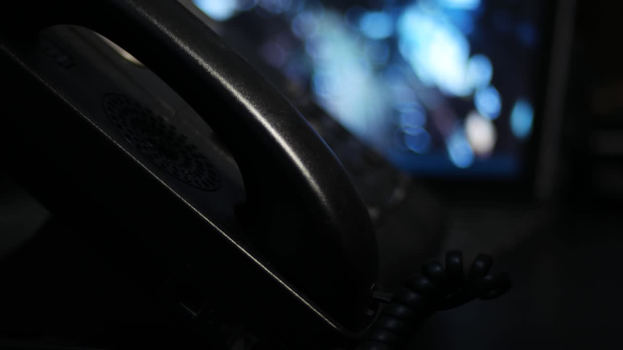 Nærbilde av å plukke opp og legge på telefonen med bokeh-bakgrunn