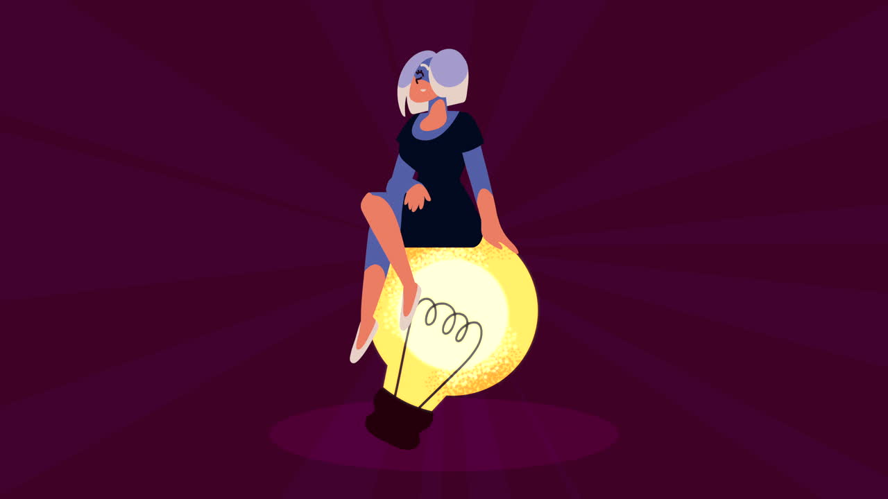 Woman Sitting on a Lightbulb