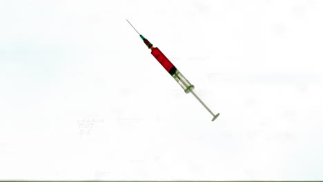 animation of syringe falling against white background with copy space