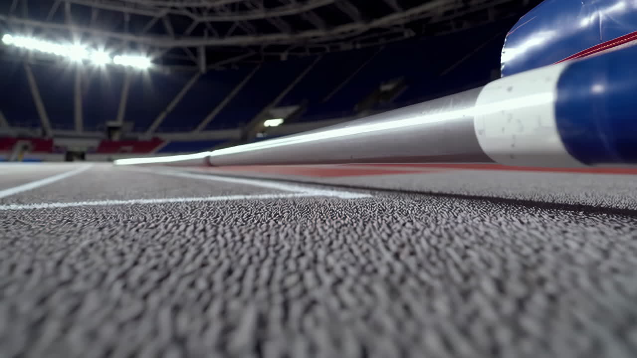 Pole Vaulting at an Indoor Stadium