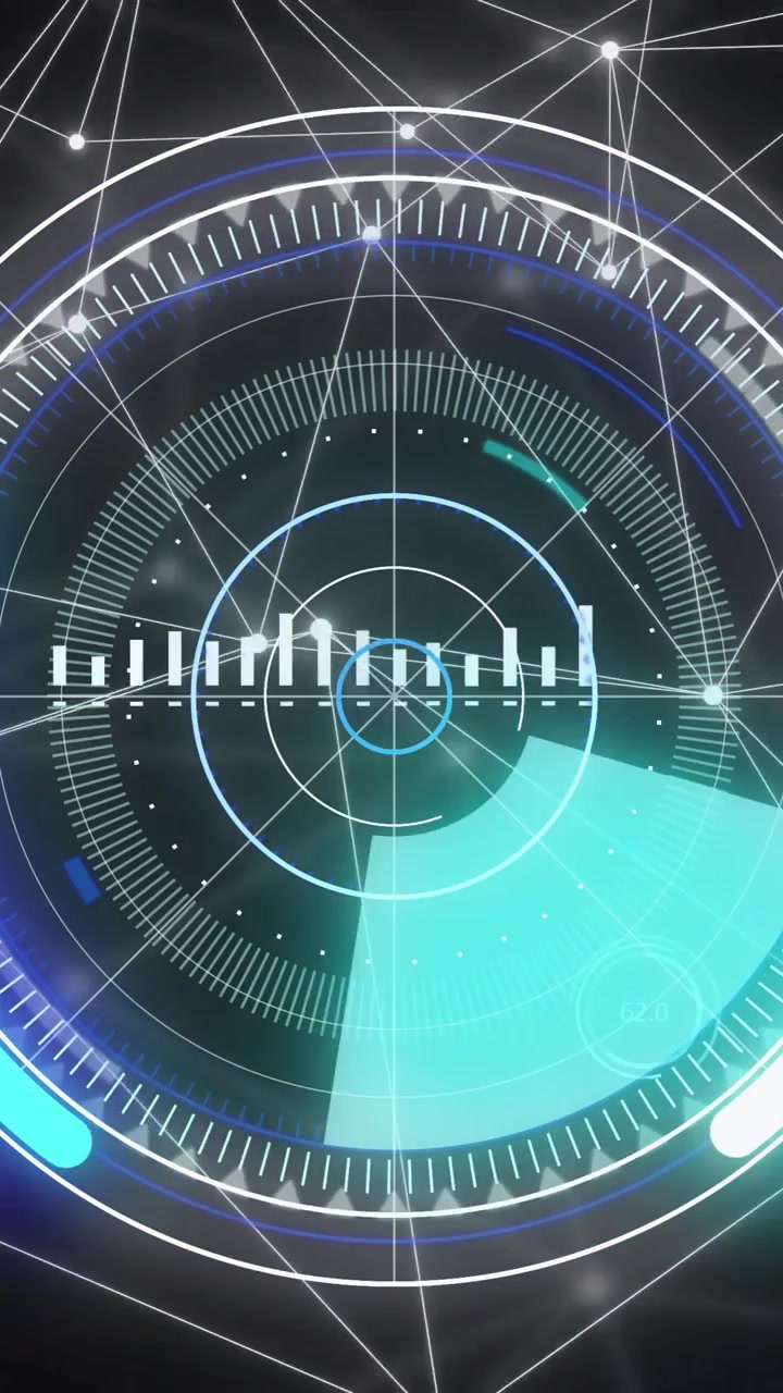 Animation of scope scanning and connections on black background