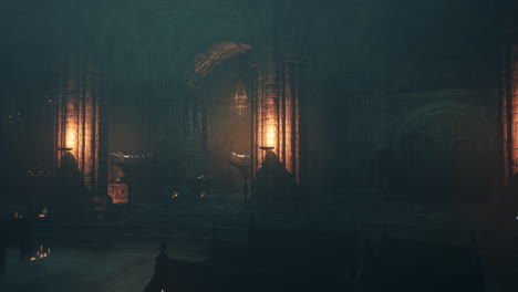 dark and mysterious gothic cathedral interior