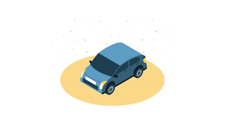 isometric illustration of a blue car