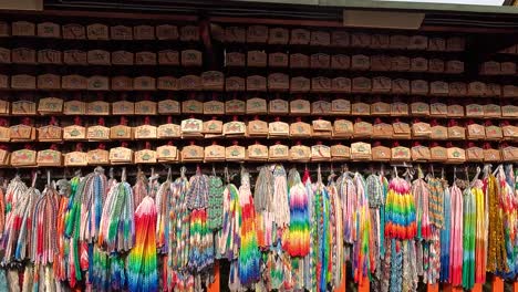 Kyoto,-Japan---Prayer-Tablets-and-Tsuru-Origami-Cranes-are-Suspended-Throughout-Fushimi-Inari-taisha-Shrine---Sideways-Shot