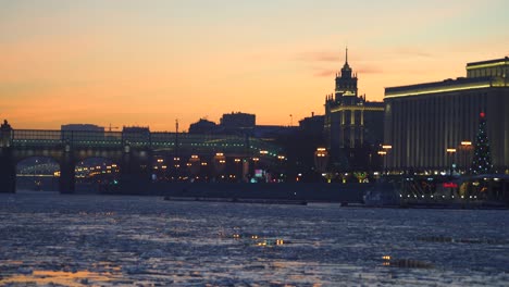 moscow cityscape in winter night