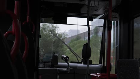 bus interior on a rainy day