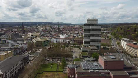 Kaiserslautern-cityscape-aerial-view-of-downtown-city-center,-Germany