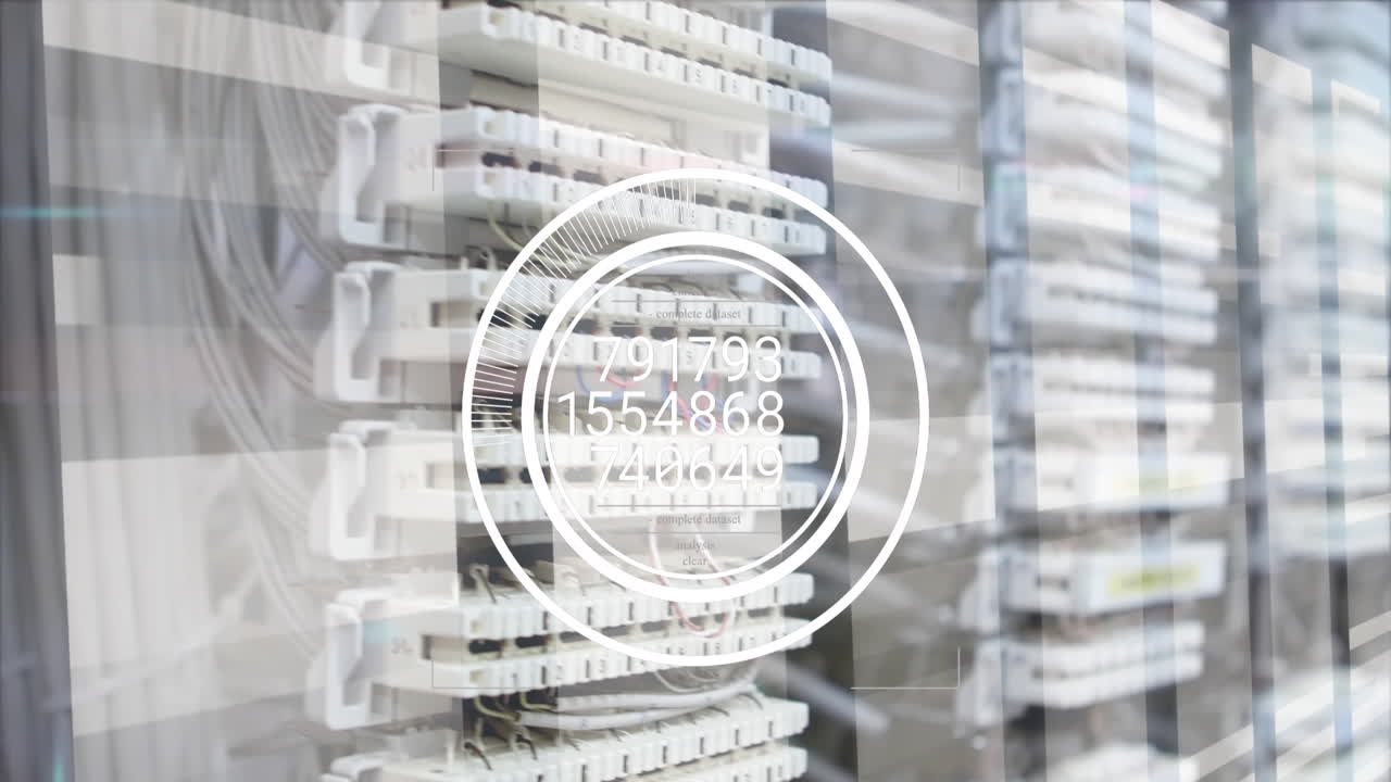 Animation of numbers and data processing over computer servers