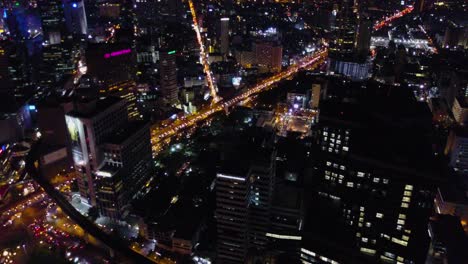 night aerial view of bangkok city