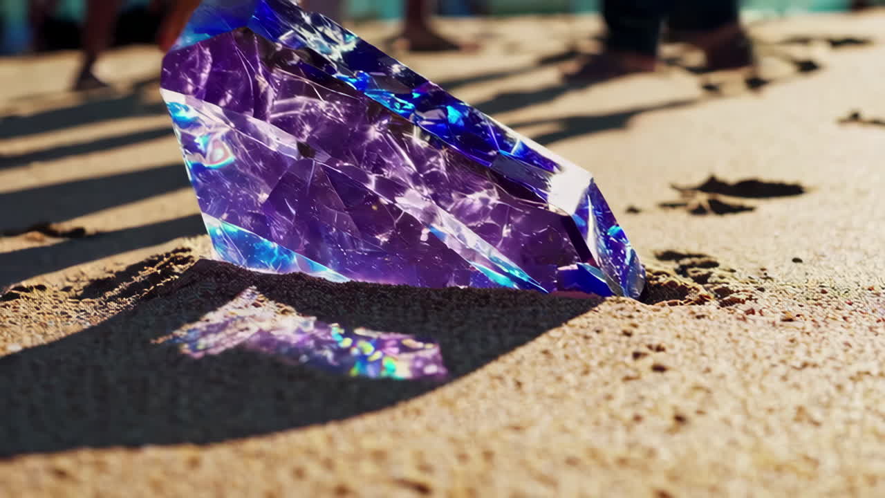 cristal púrpura en la playa