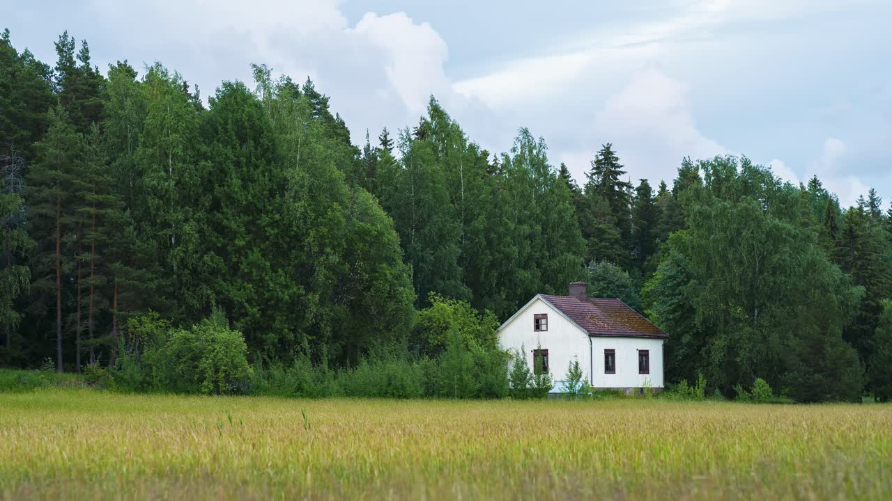 Abandoned house on the edge of the field