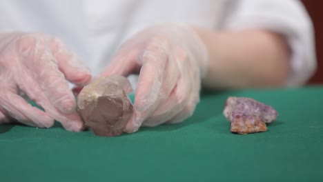 scientist holding a quartz crystal