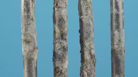 electric corrosive heater with scale and sediment on a blue background isolate