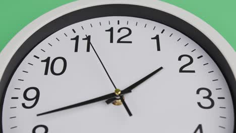 wall clock on green background, showtime 01.30 am or pm.