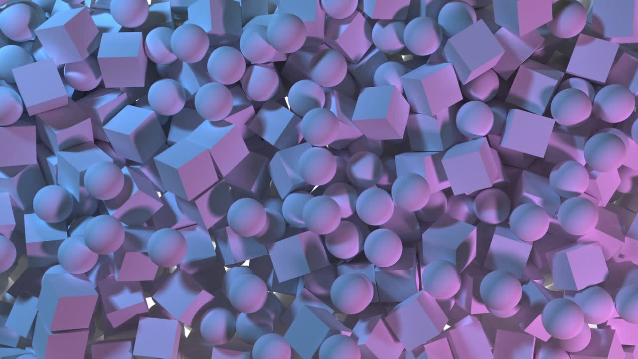 caídas de cajas geométricas 3d o cubos y esferas