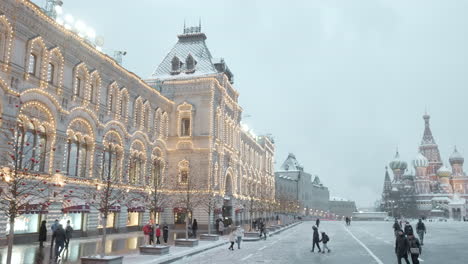 red square in moscow during a snowy winter