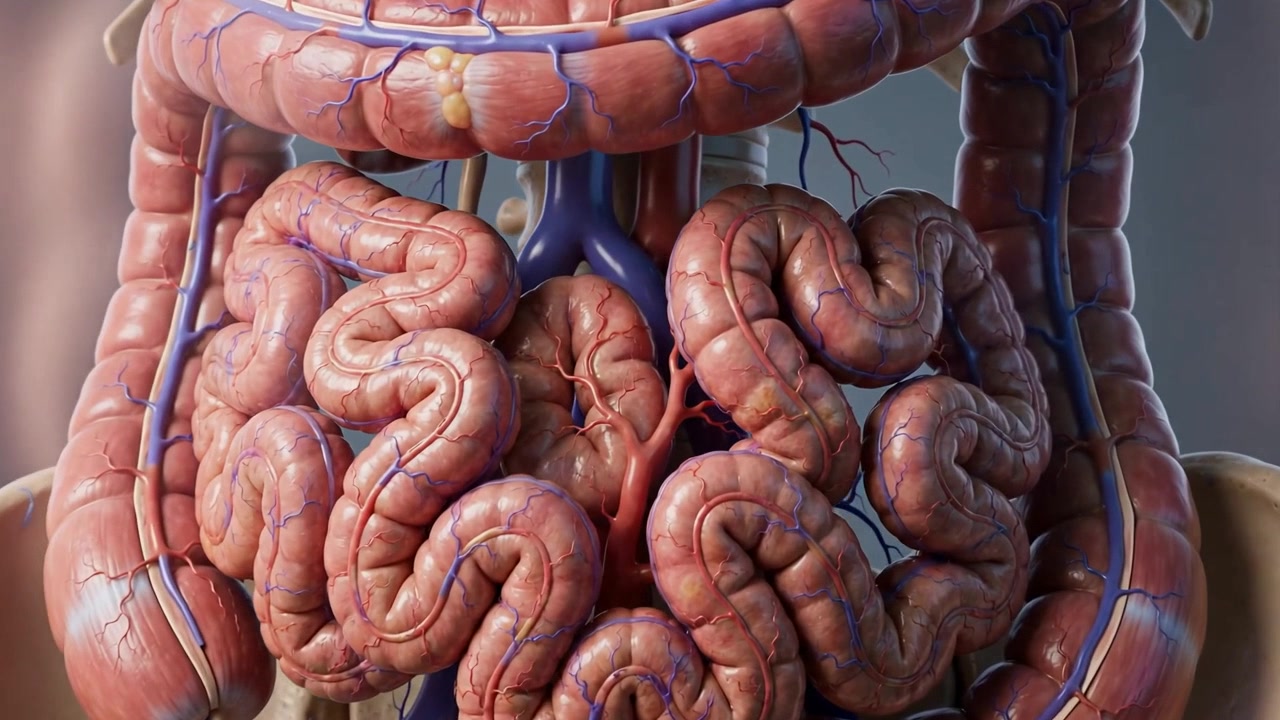 Animazione medica 3D dell'anatomia del sistema digestivo umano