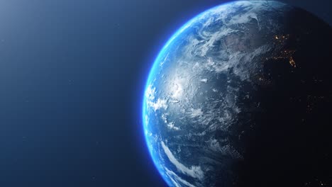 Planeta-Tierra-Desde-El-Espacio-Girando-Iluminado-Por-El-Sol