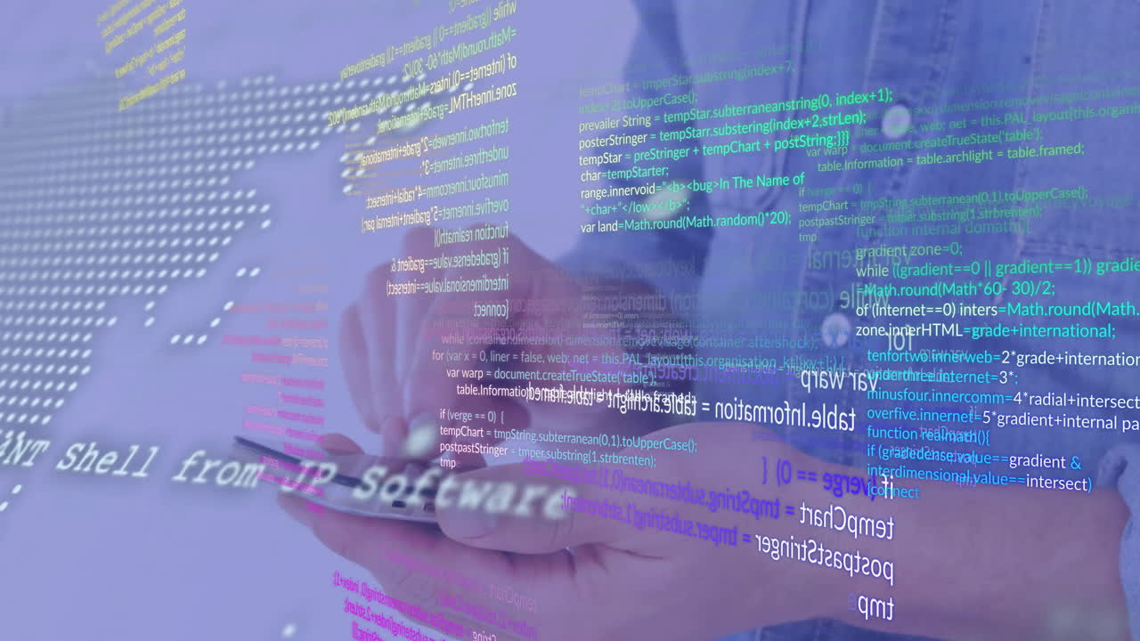 Animation of data processing over caucasian businessman using smartphone