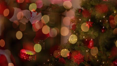 animación de santa claus poniendo regalos en las medias de navidad