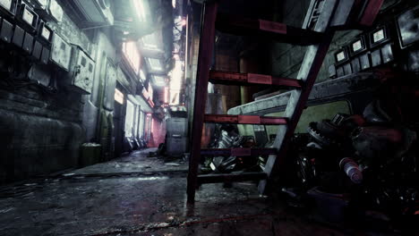 dark cyberpunk alleyway