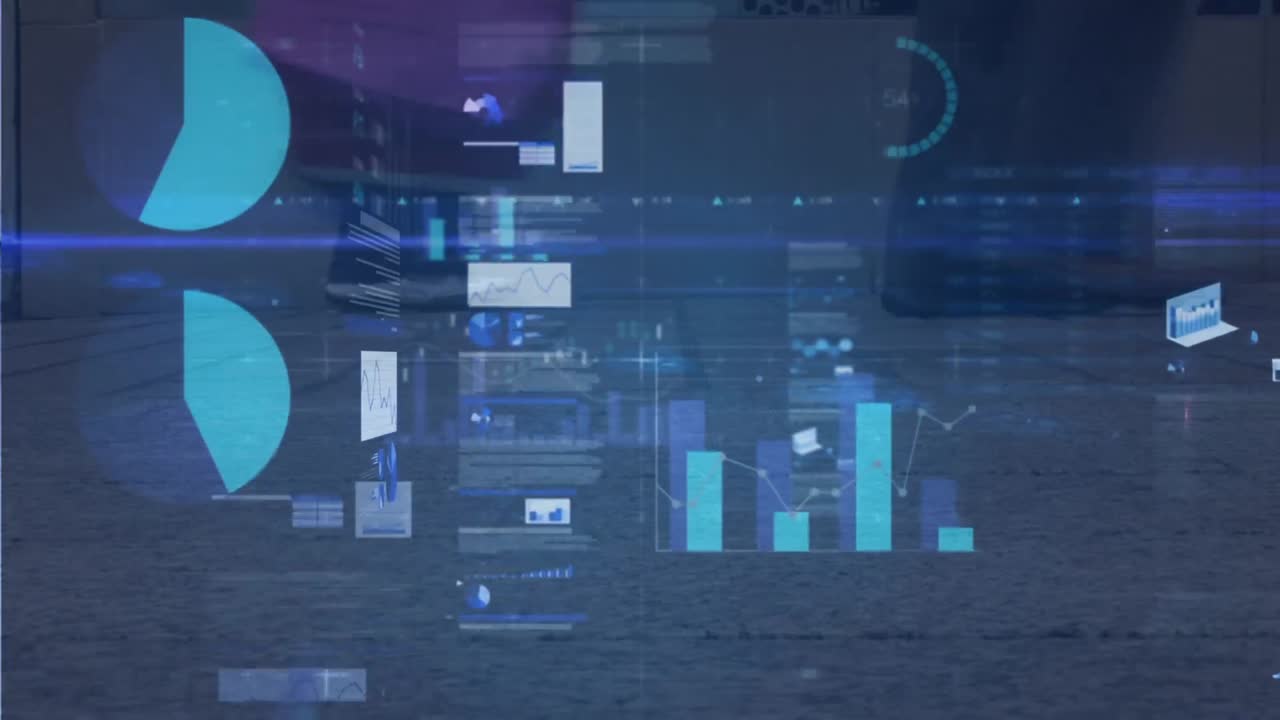 personas caminando por la calle mientras los datos se mueven