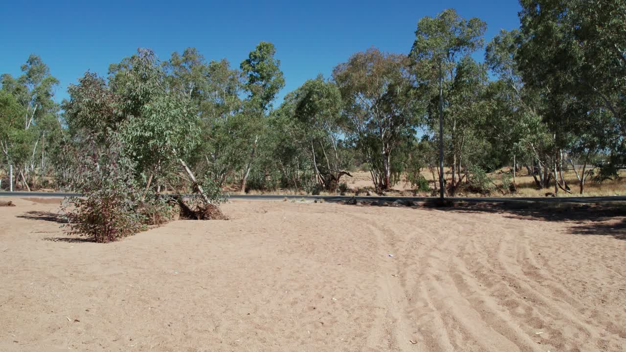 View of the stream gauge on the Todd River at Heavitree Gap (station G0060126), Alice Springs, Mparntwe. Northern Territory, Australia. August 2022.