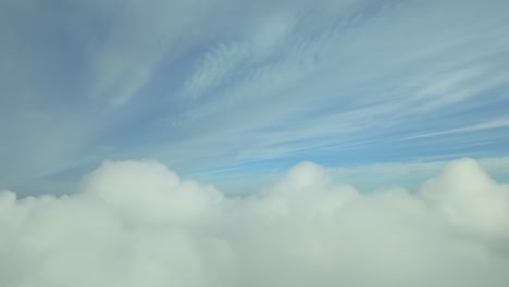 POV-hypersonic-flight-penetrating-the-clouds,-as-seen-by-the-pilot-of-a-jet