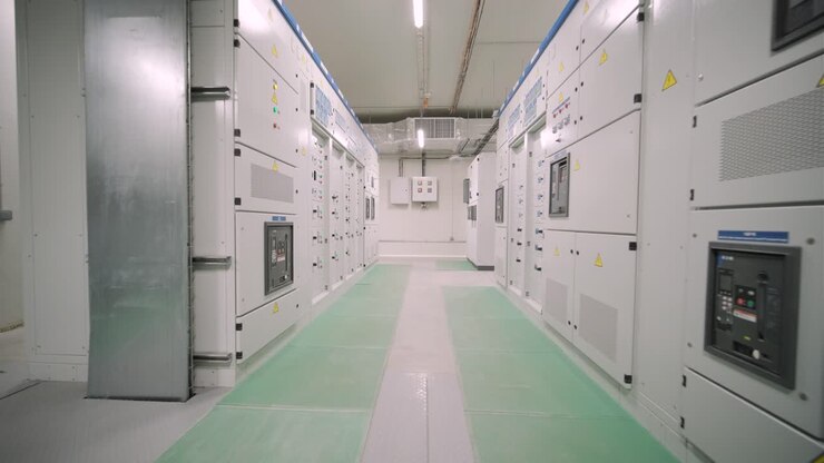Electric voltage control room of a plant
