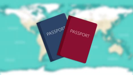 pasaportes y animación de mapas del mundo