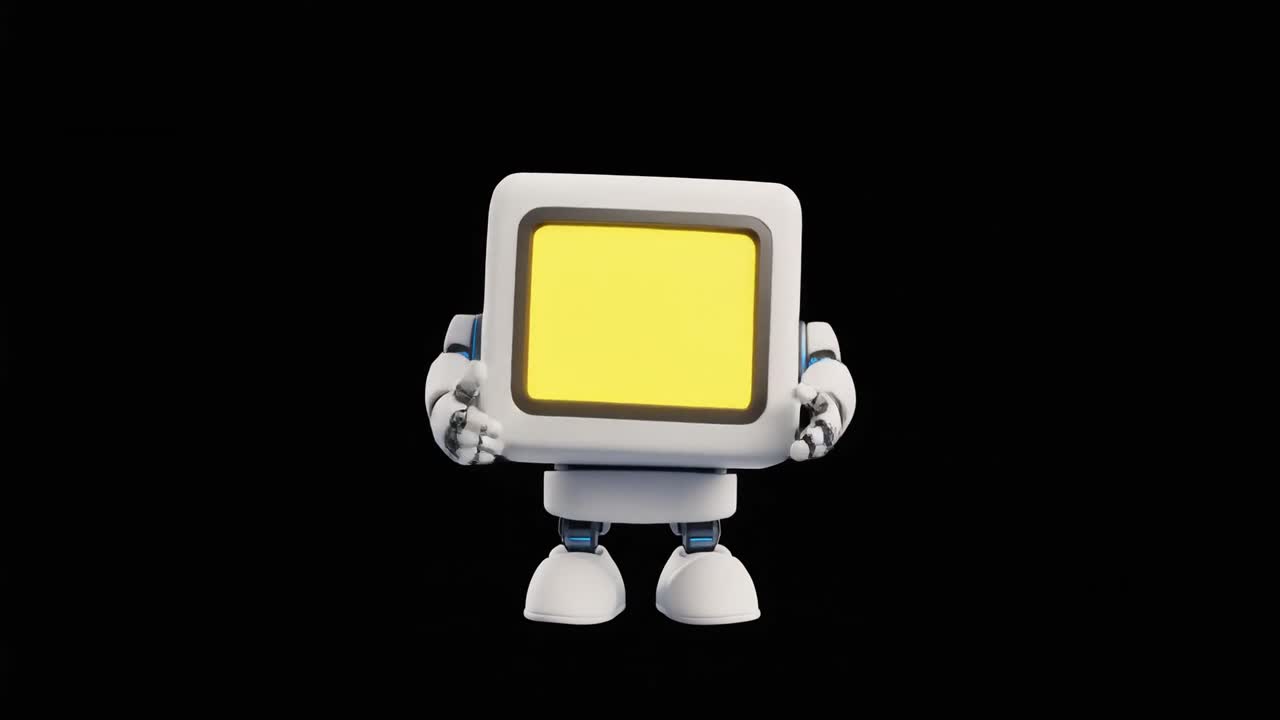 3D Robot Character Giving Thumbs Up Gesture on Black Background