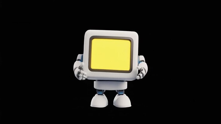 3D Robot Character Giving Thumbs Up Gesture on Black Background