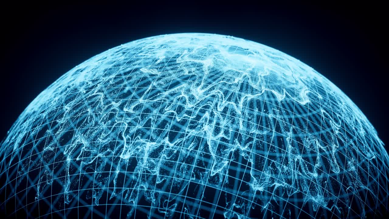 Wave particles with the shape of sphere, 3d rendering.