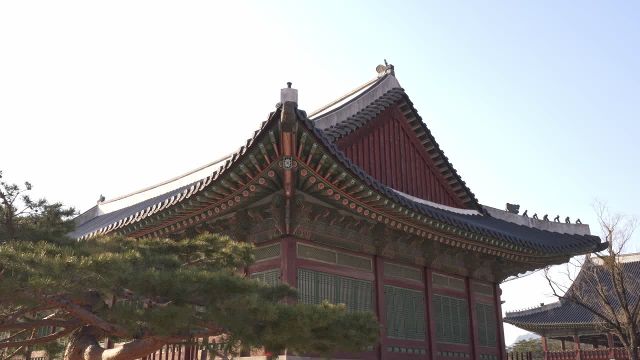 Exterior Of Sajeongjeon At Gyeongbokgung Palace In Seoul, South Korea. - wide shot