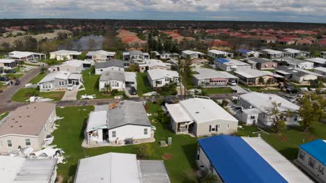 4k drone video of mobile homes destructed by hurricane ian in north port, florida - 12